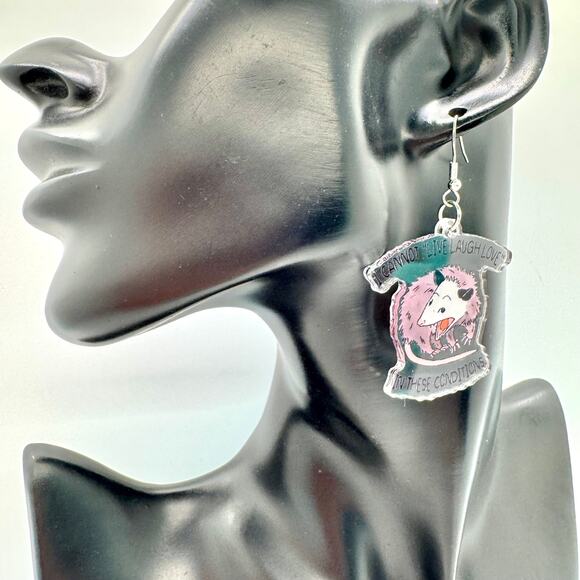 Not In The Mood Earrings - Possum Earrings - Funny Earrings - Animal Accessories - Picture 7 of 8